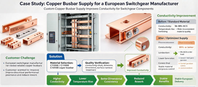 Latest company case about Case Study: Copper Busbar Supply for a European Switchgear Manufacturer Improves Conductivity